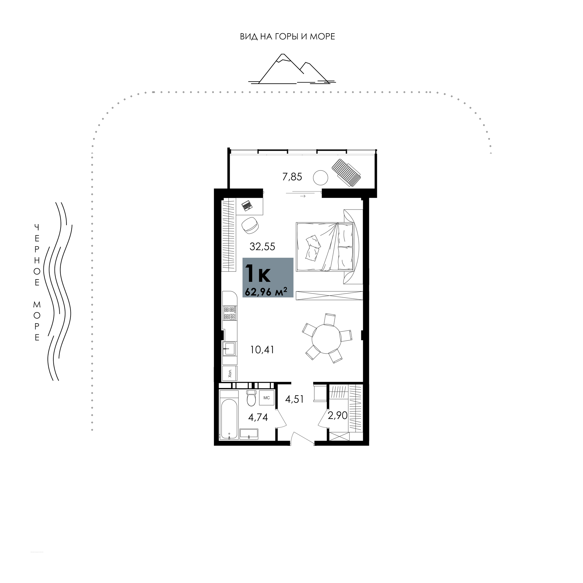 1-комнатная № А-057